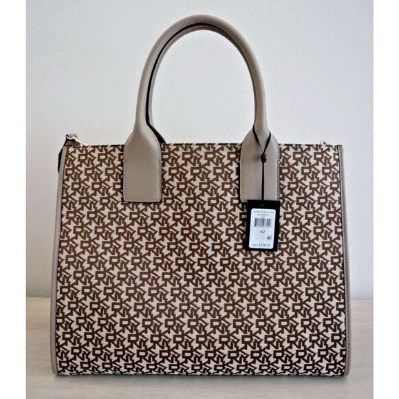 DKNY R23AFW37 Women's Brown/Tan Carlita Tote Bag w/Shoulder/Crossbody Strap - Picture 2 of 11